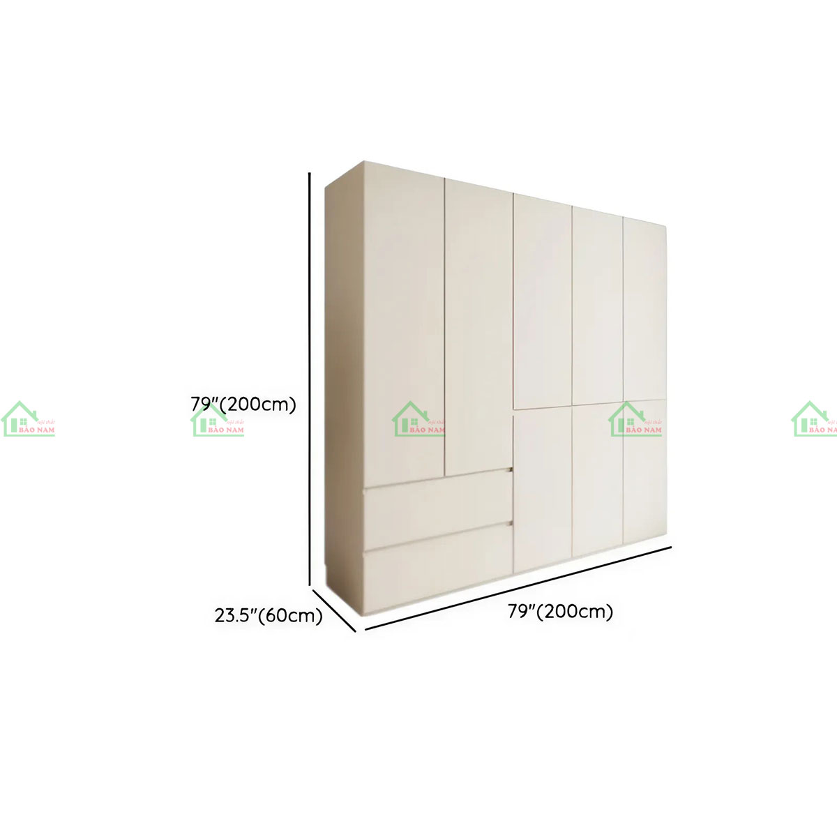 Tủ quần áo MDF Melamine hiện đại TA80 - Kích thước 200cm x 60cm x 200cm