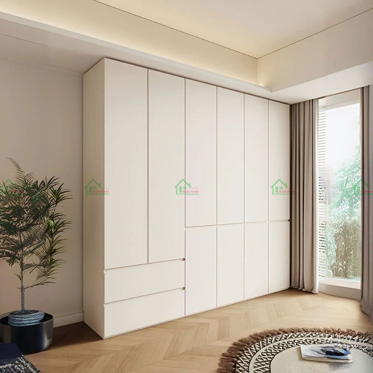 Thiết kế tủ áo TA80 với nhiều ngăn chứa rộng rãi, chất liệu MDF Melamine