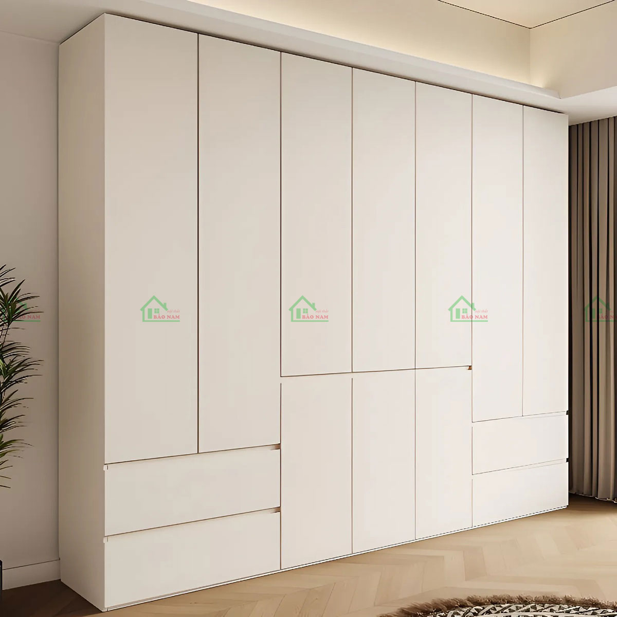 Tay nắm âm cánh tinh tế của tủ áo TA80, tạo vẻ đẹp hiện đại, sang trọng