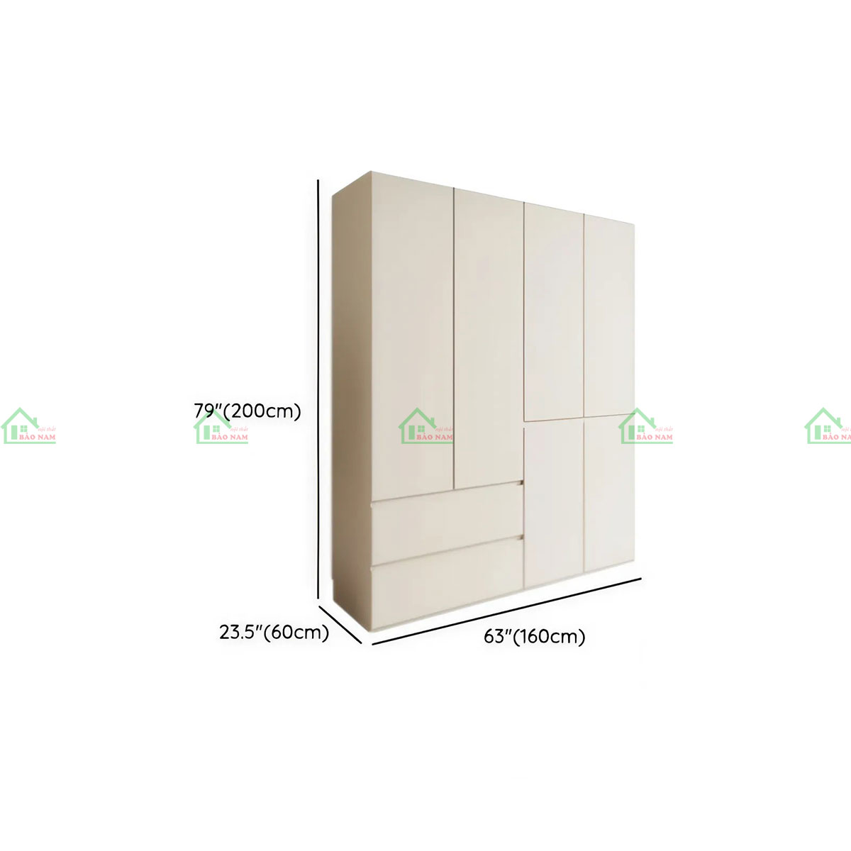 Tủ quần áo MDF Melamine hiện đại TA80 - Kích thước 160cm x 60cm x 200cm