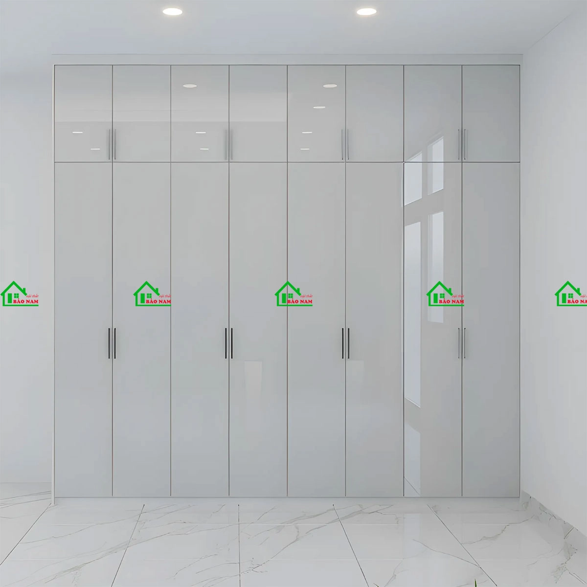 Thiết kế tủ quần áo acrylic kịch trần hiện đại