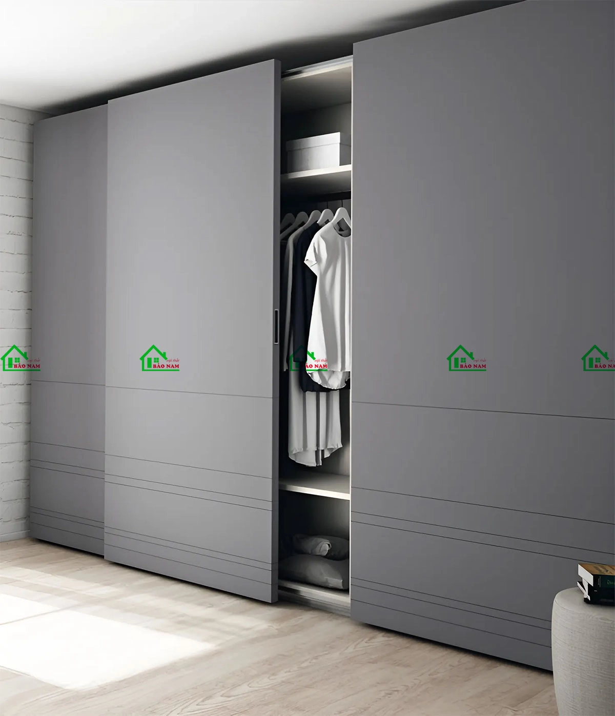 Mẫu tủ quần áo Laminate chống trầy cánh lùa cao cấp