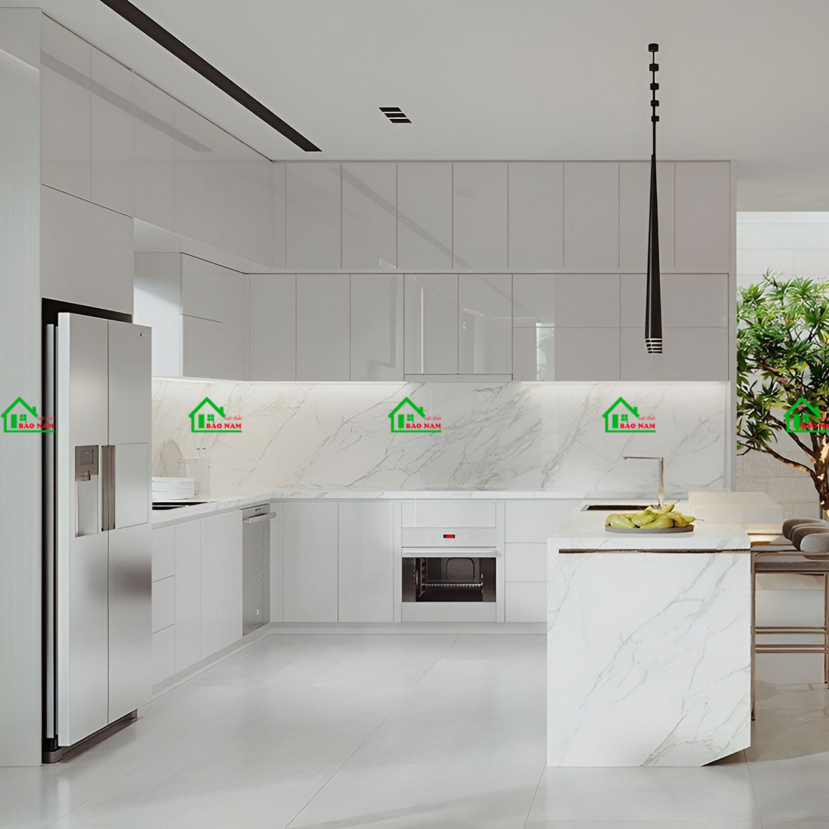 Tủ Bếp Acrylic An Cường Đẹp Hiện Đại TBA39