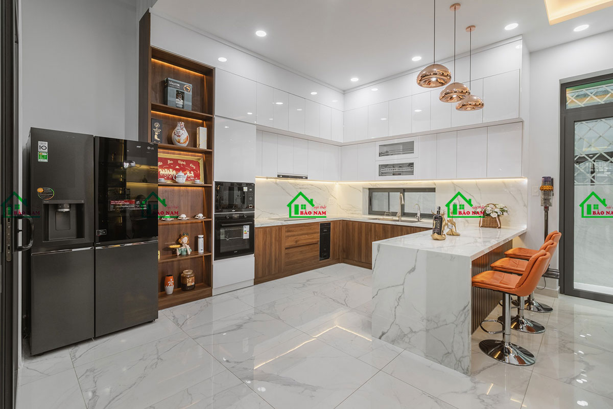 Tủ Bếp Acrylic An Cường Đẹp Hiện Đại TBA45