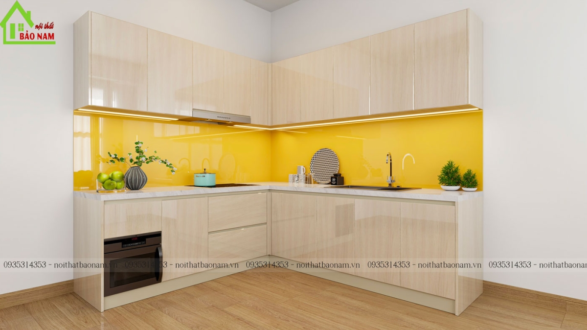 Thiết kế chữ L tinh tế, tối ưu hóa không gian và tăng tính tiện dụng.