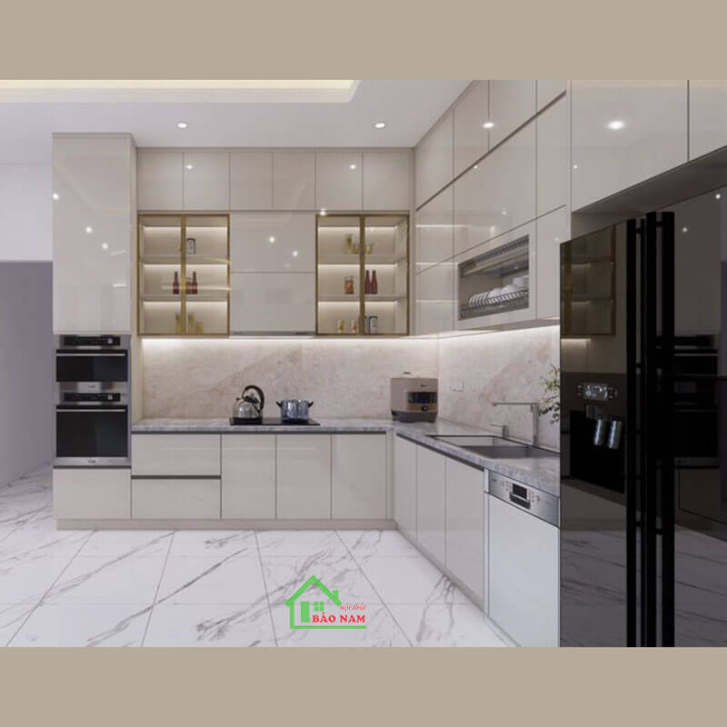 Thiết kế tủ bếp acrylic hiện đại