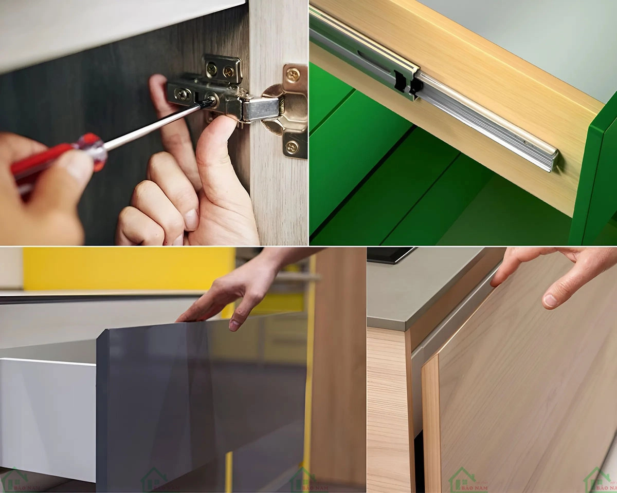Lựa chọn các phụ kiện đi kèm như bản lề, ray trượt họặc kiểu tay nắm chất lượng