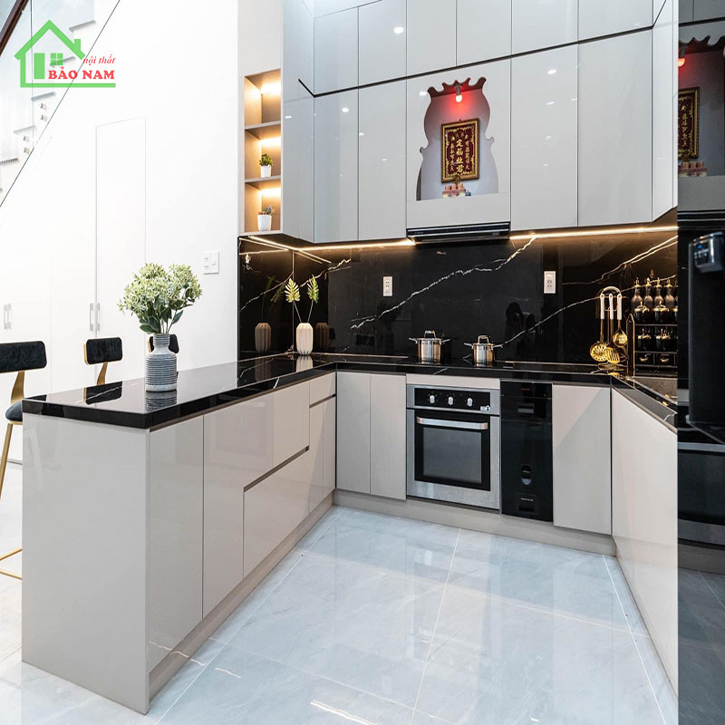 Tủ bếp acrylic đẹp hiện đại TBA15