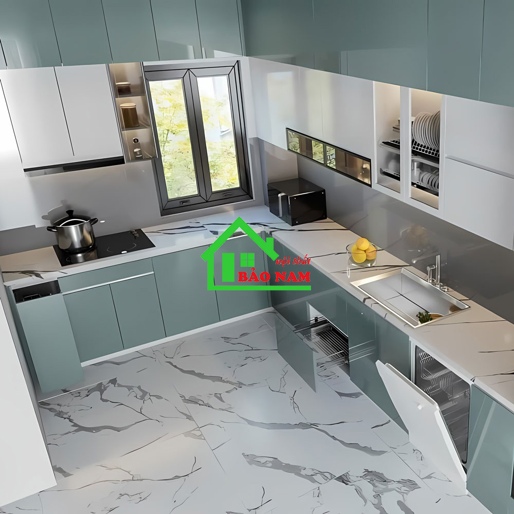 Thiết kế tủ bếp acrylic hiện đại