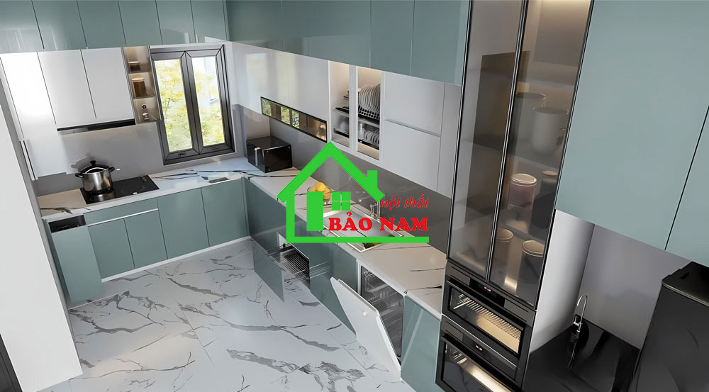 Mẫu tủ bếp acrylic cao cấp