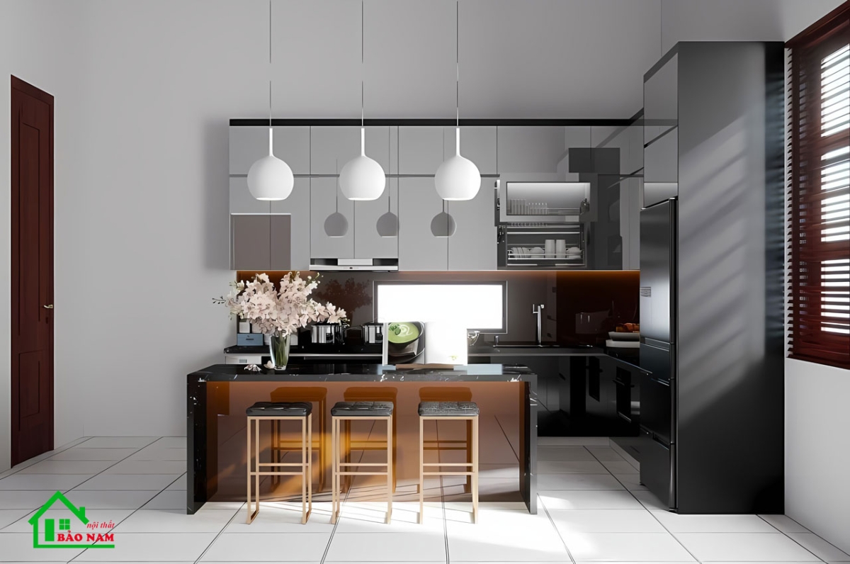 Mẫu Tủ Bếp Acrylic Đẹp Hiện Đại TBA30