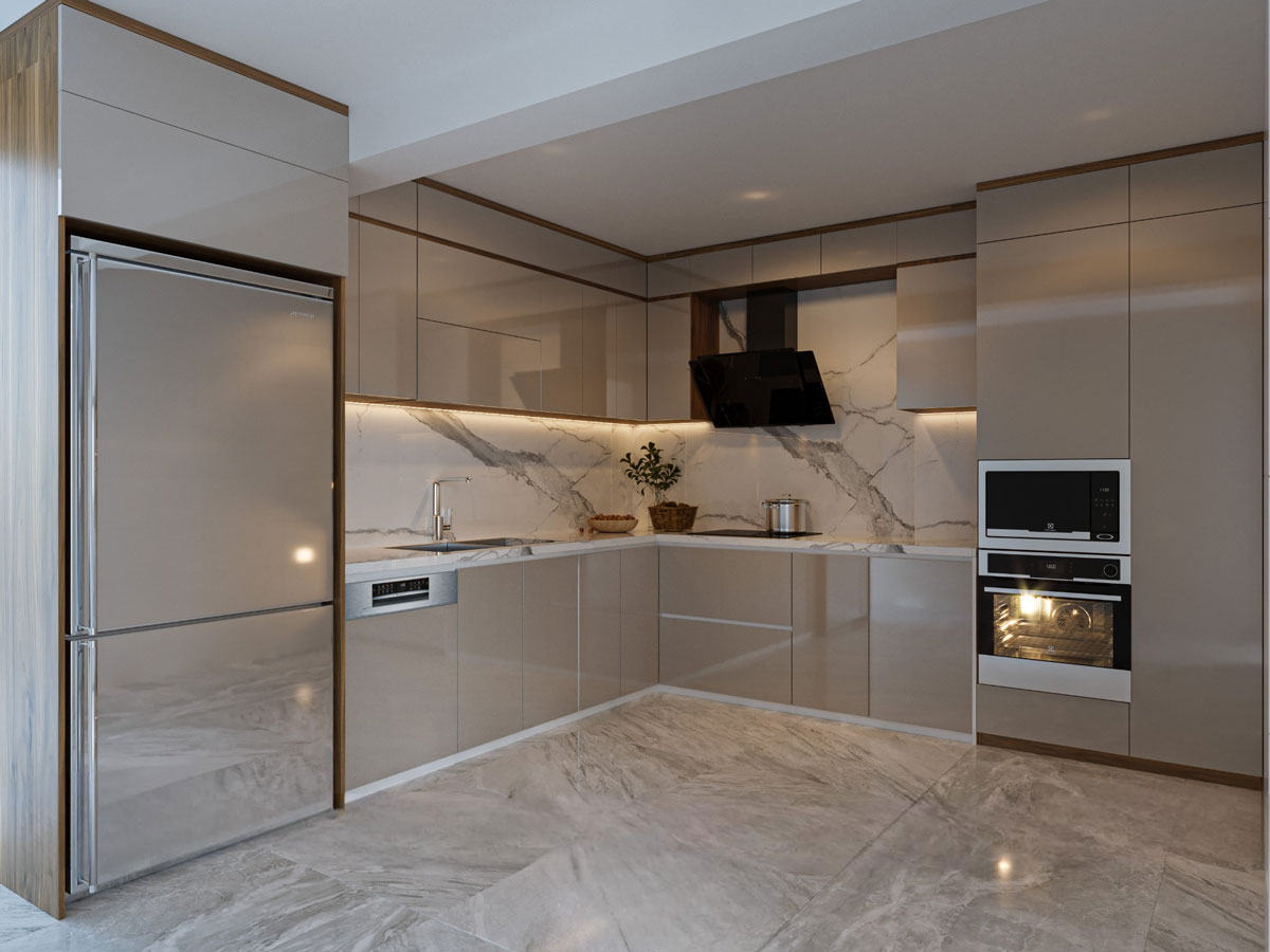 Tủ Bếp Acrylic Đẹp Hiện Đại TBA35