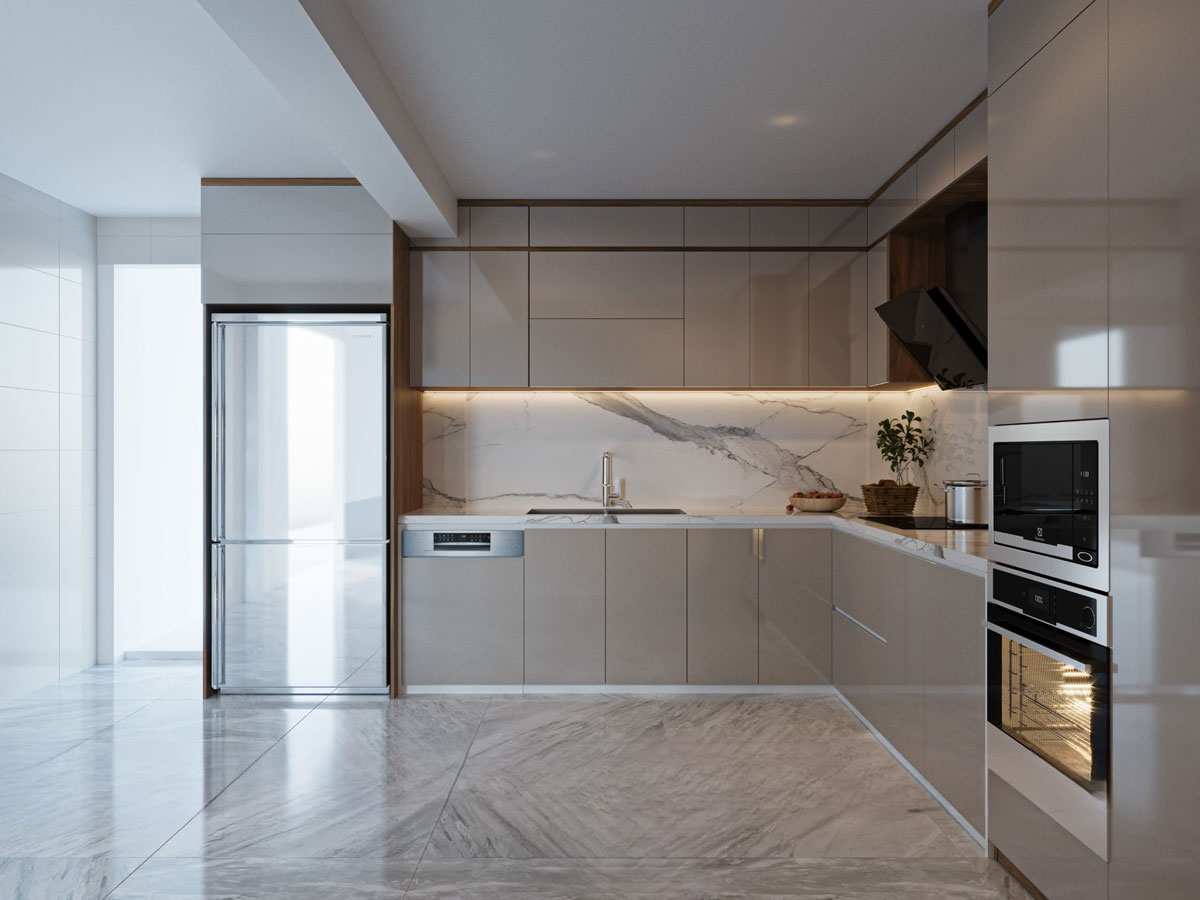 Thiết Kế Tủ Bếp Acrylic Đẹp Hiện Đại TBA35