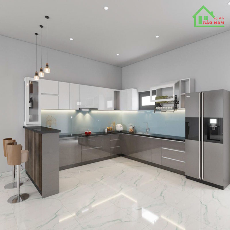 Tủ bếp acrylic hiện đại TBA17