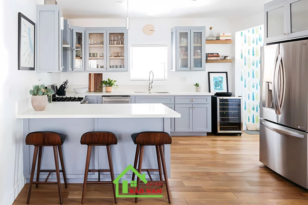 Thiết kế tủ bếp nhựa Sharker Laminate sang trọng