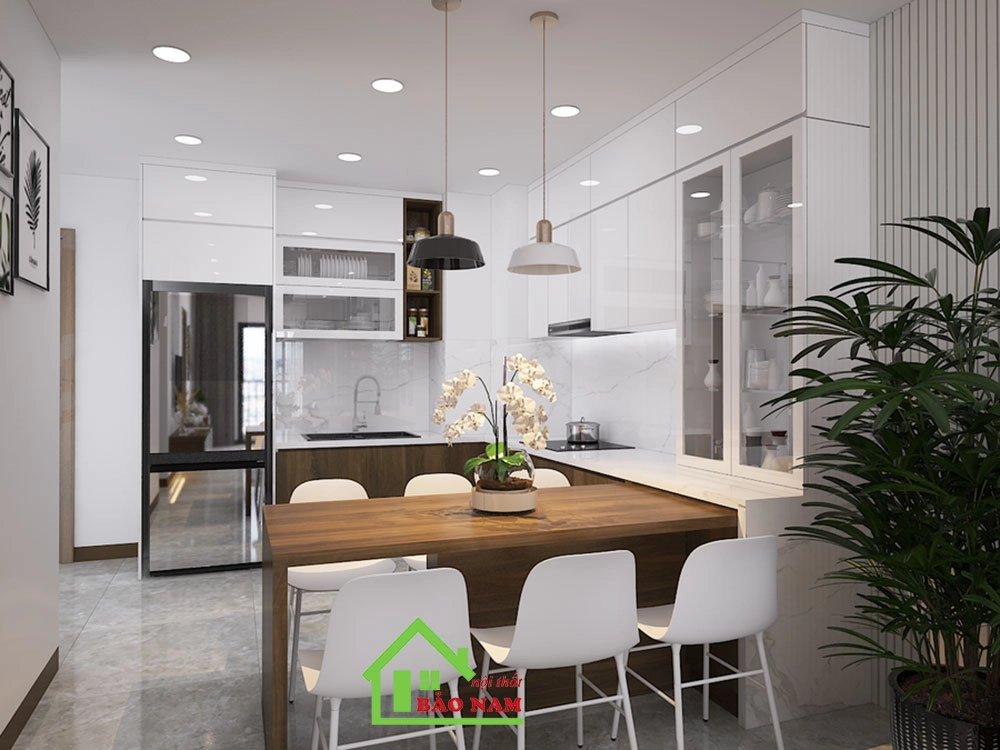 Tủ bếp acrylic sang trọng cho nhà phố đẳng cấp