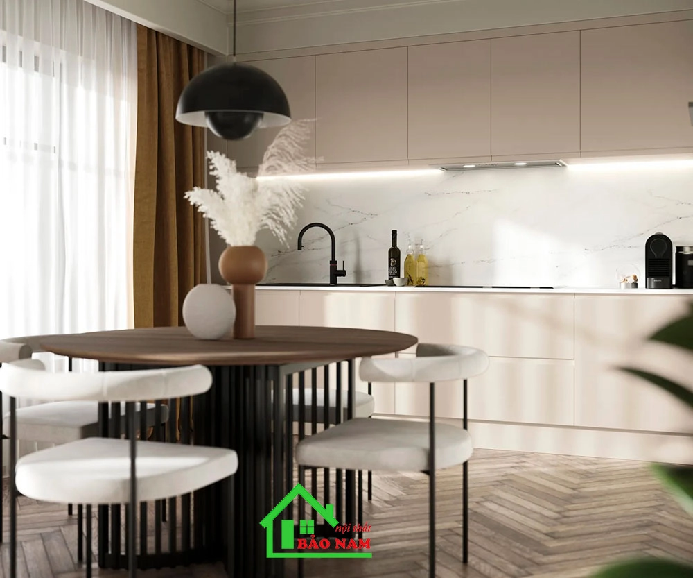 Mẫu tủ bếp melamine an cường hiện đại