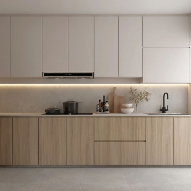 TỦ BẾP GỖ CÔNG NGHIỆP CHỐNG ẨM CHỮ L HIỆN ĐẠI TB90​​​​​​​