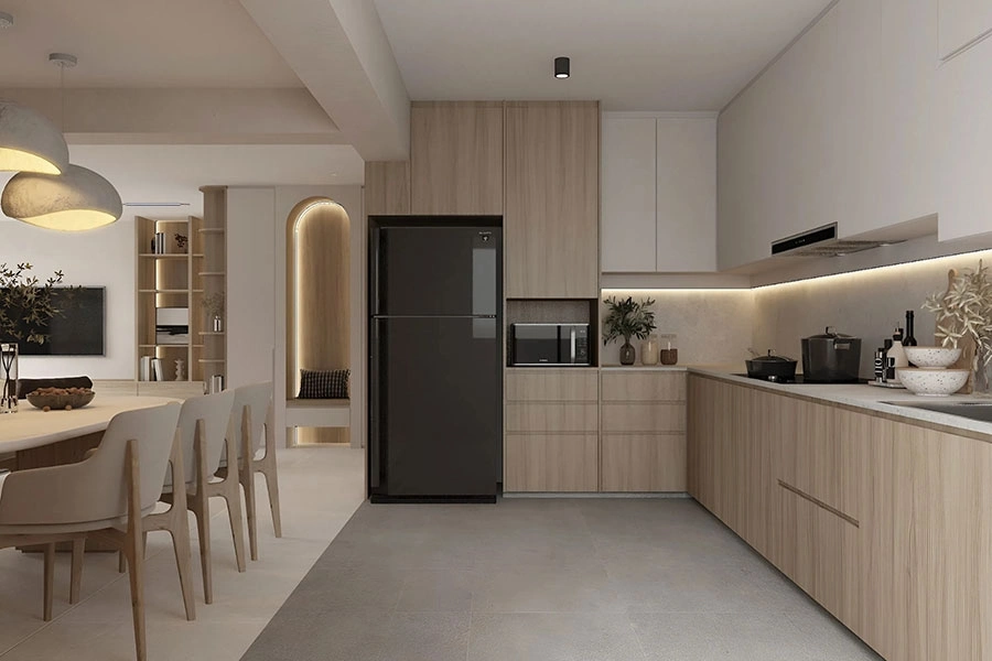 Không gian bếp hiện đại TB90 với ánh sáng tự nhiê