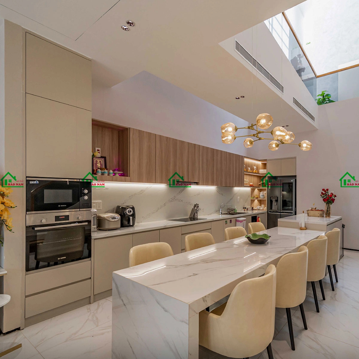 Tủ bếp gỗ MDF phủ Melamine hiện đại