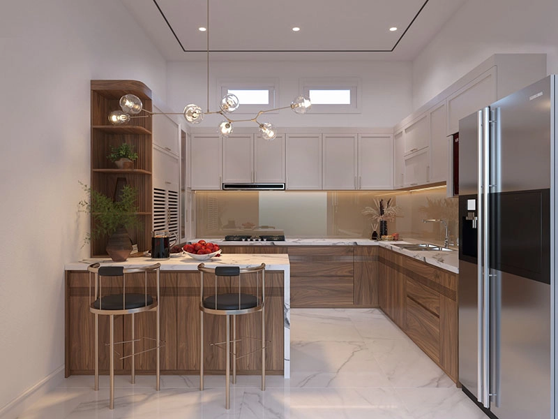 Mẫu tủ bếp đẹp chữ G hiện đại sang trọng