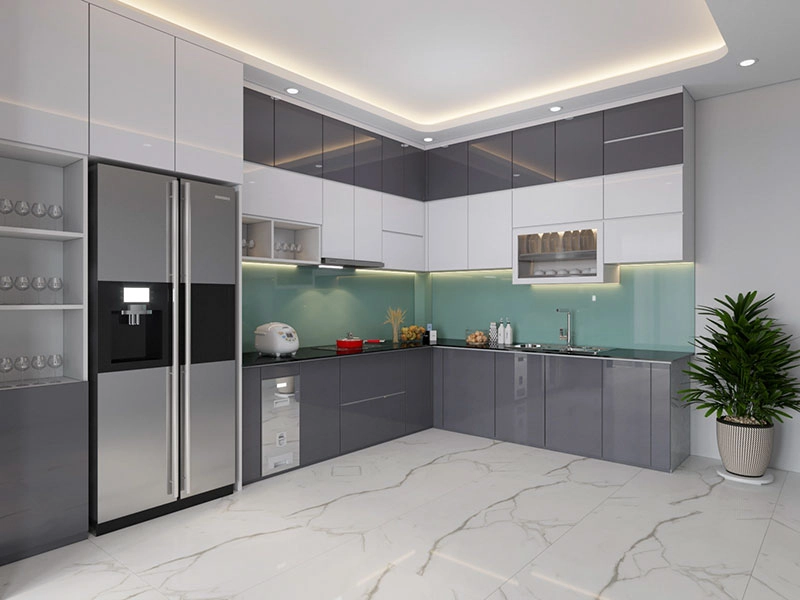 Mẫu tủ bếp chữ L đẹp hiện đại
