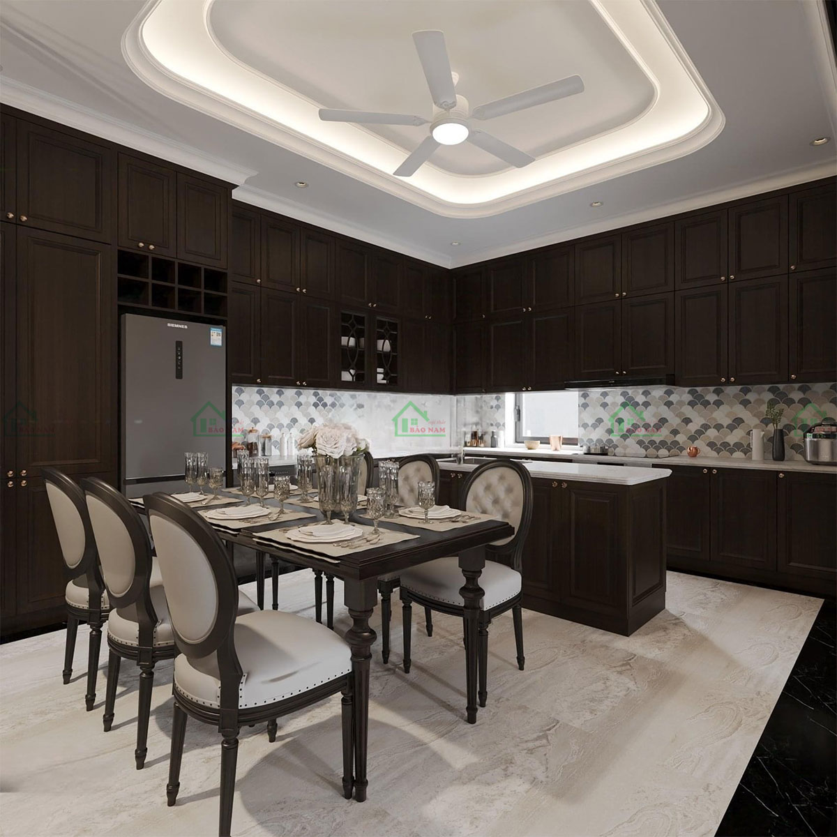 Tủ Bếp Đẹp Gỗ Tự Nhiên BTN15