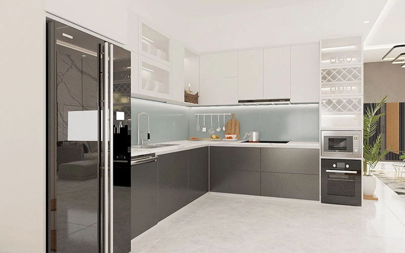 Tủ bếp gỗ công nghiệp Melamine An Cường