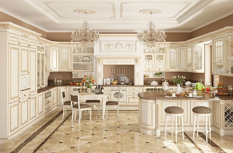 Mẫu thiết kế tủ bếp đẹp phong cách cổ điển