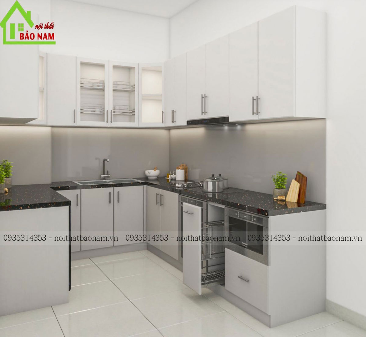 Tủ Bếp Gỗ An Cường Đẹp Hiện Đại TB50
