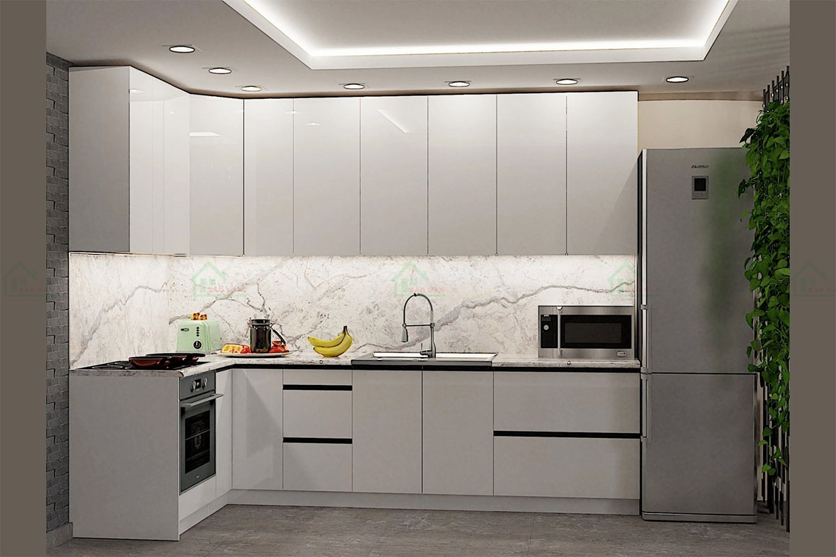 Tủ Bếp Gỗ Chữ L Đẹp Hiện Đại TB53