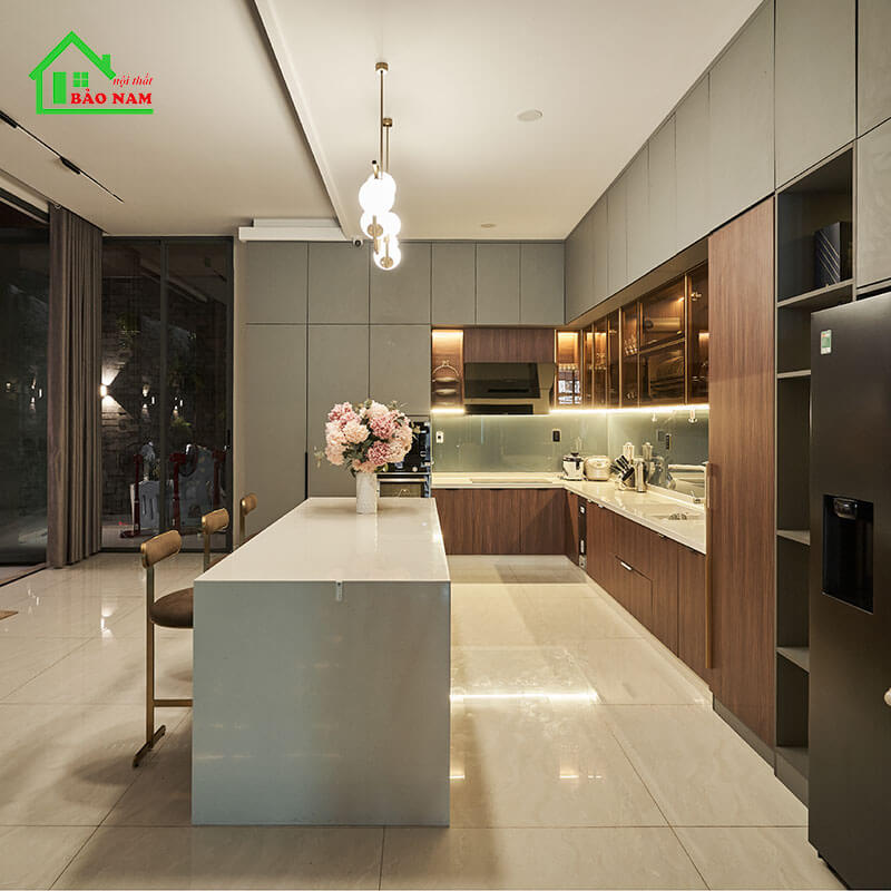 Mẫu tủ bếp gỗ công nghiệp an cường