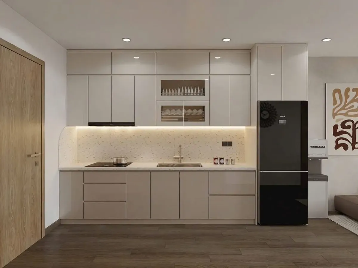 Tủ bếp gỗ công nghiệp MDF Acrylic hiện đại