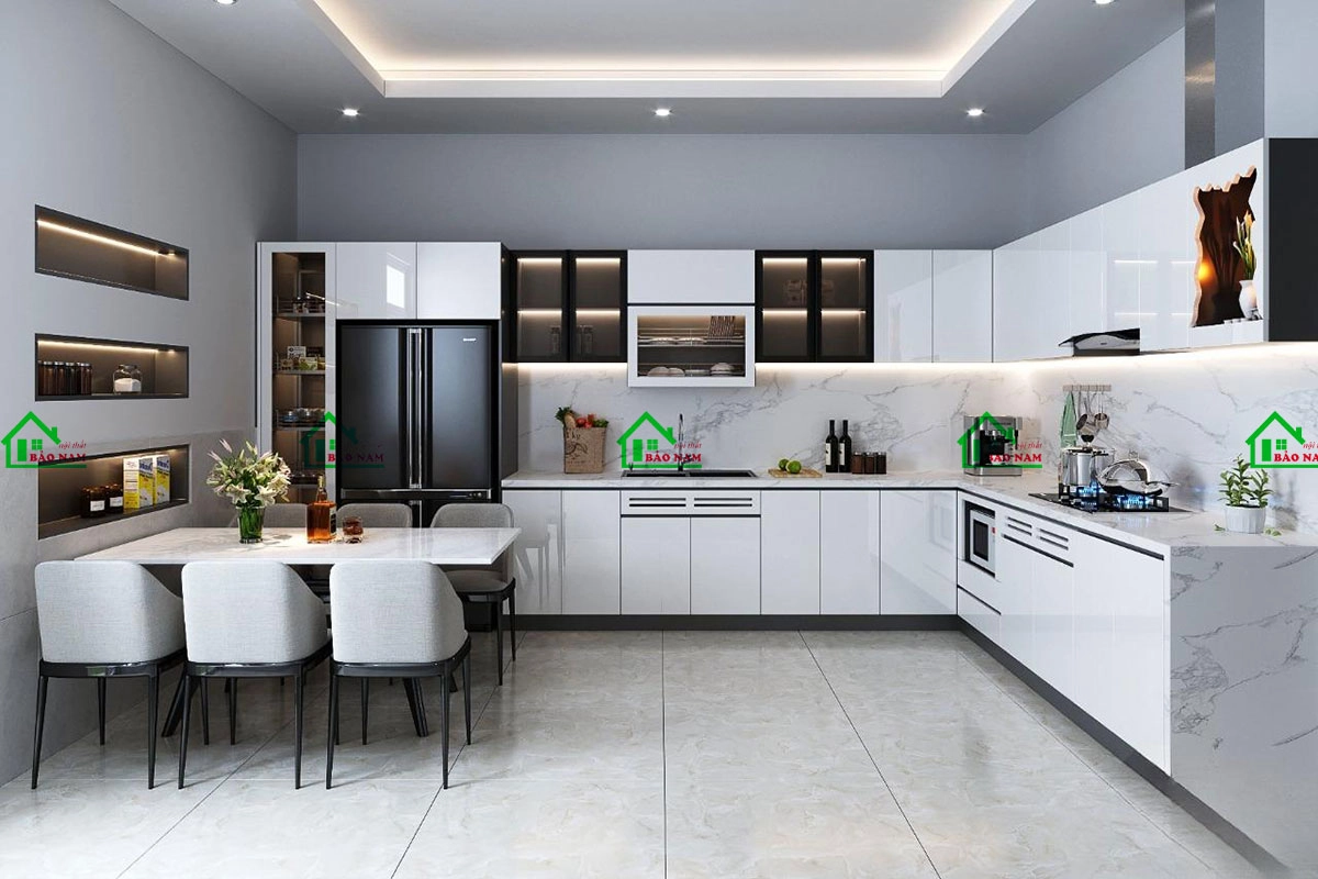 Tủ bếp nhựa Picomat hiện đại, đơn giản nhưng cực sang trọng
