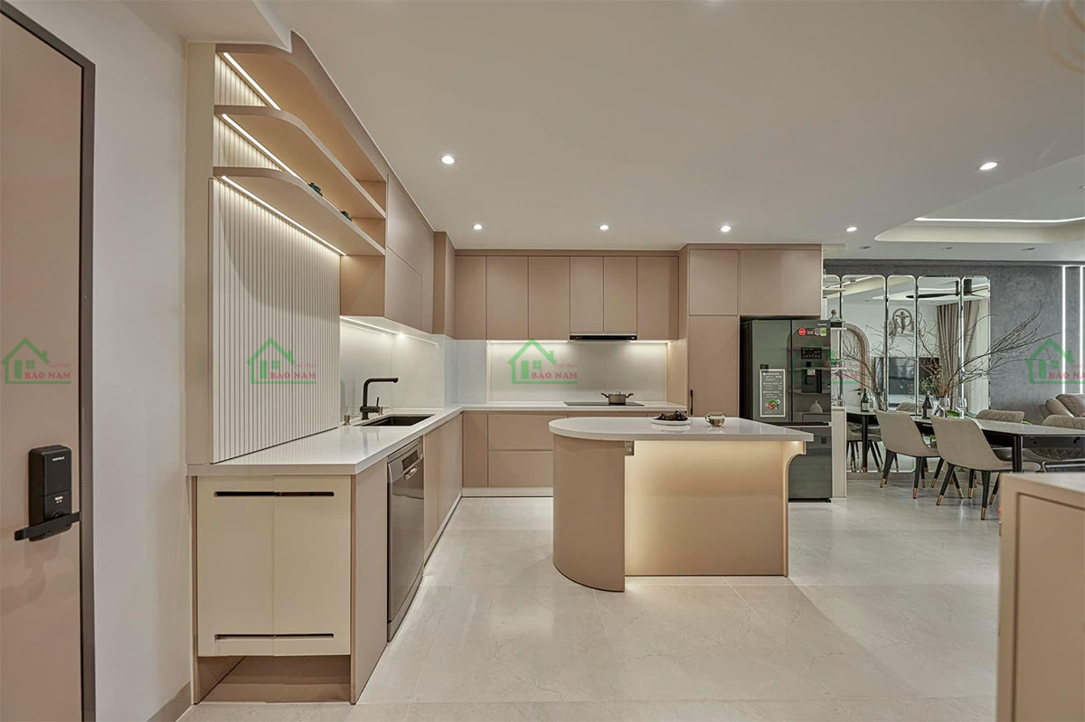 Kệ để giày nhỏ gọn tích hợp trong tủ bếp gỗ MDF TB63.
