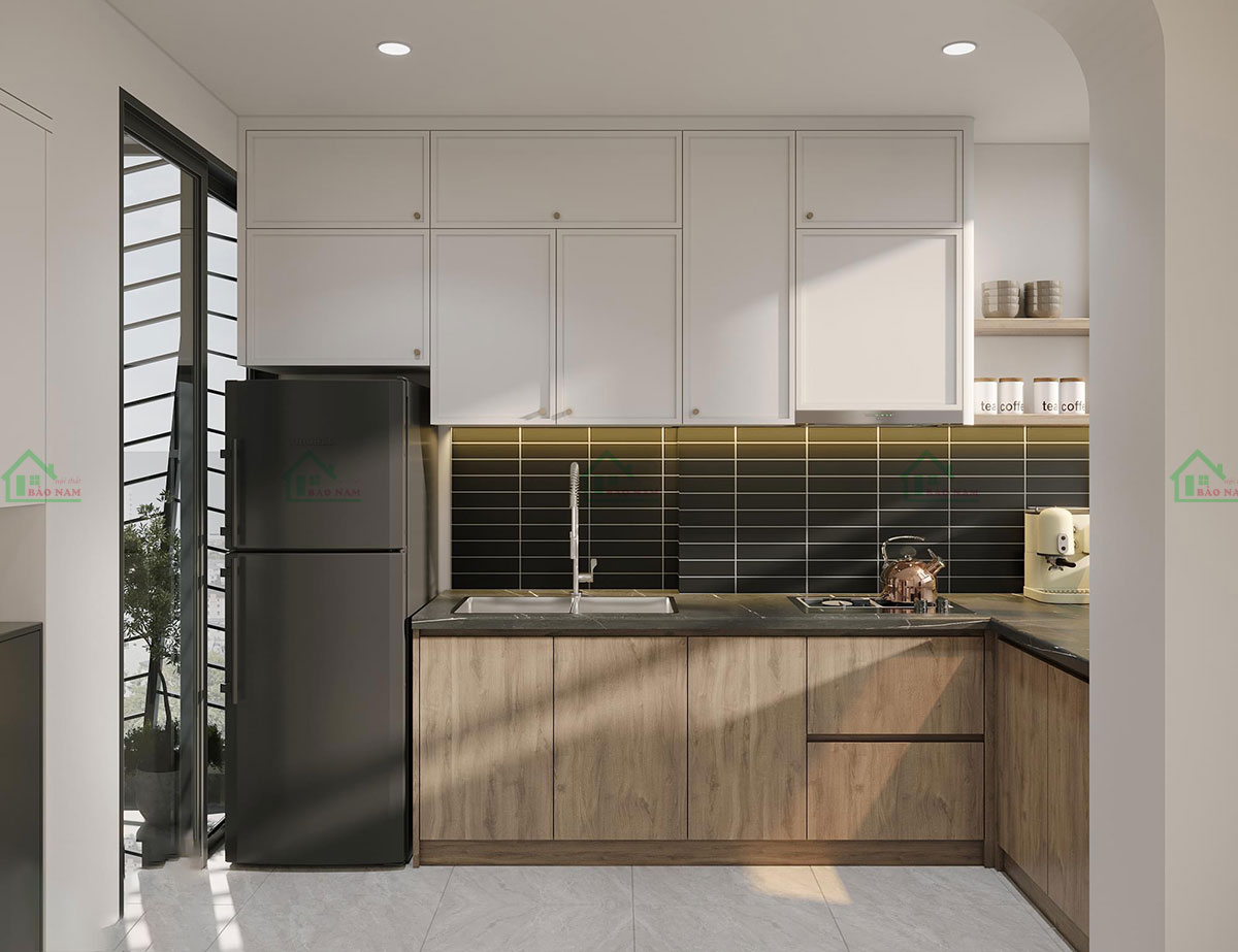 Tủ bếp gỗ MDF Slim Shaker An Cường BSK18