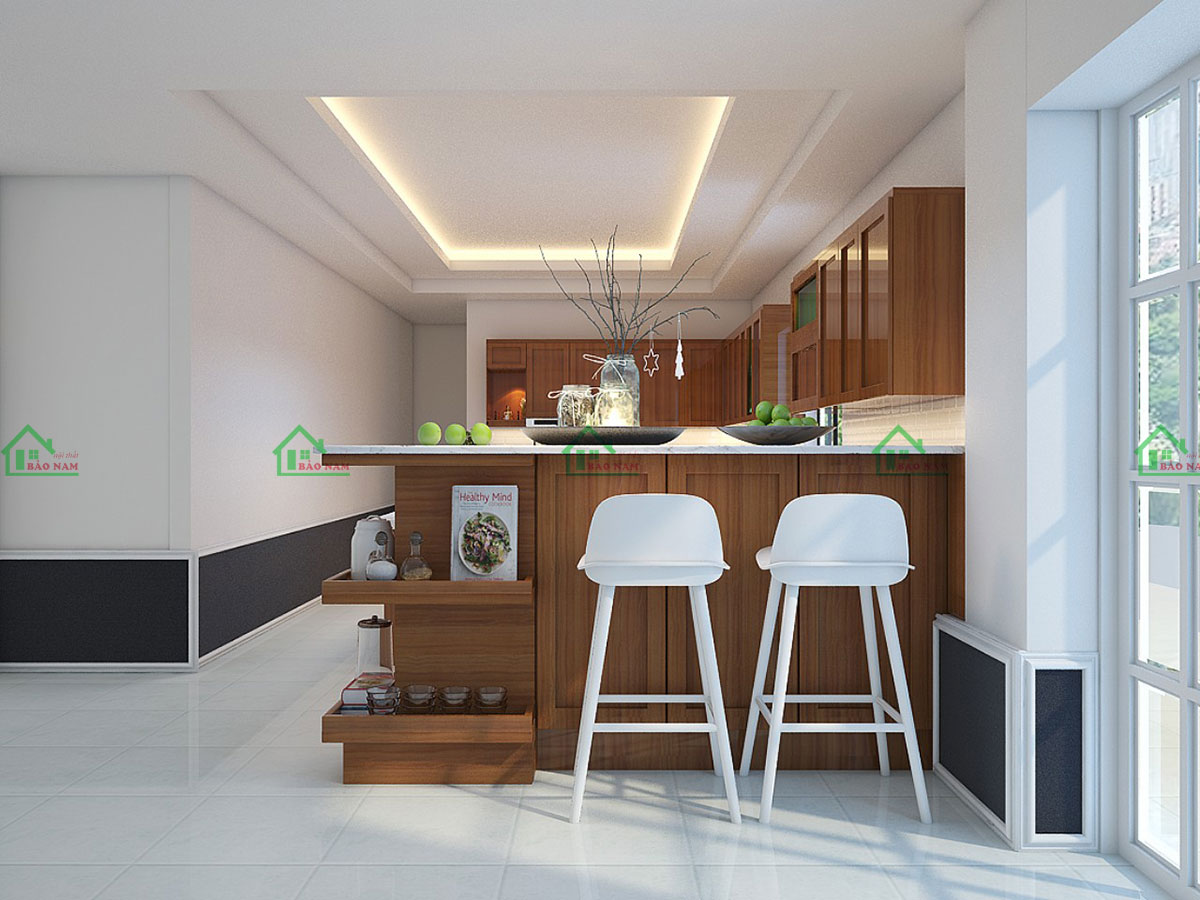 Tủ Bếp Gỗ Tự Nhiên Gõ Đỏ Hiện Đại Sang Trọng BTN01