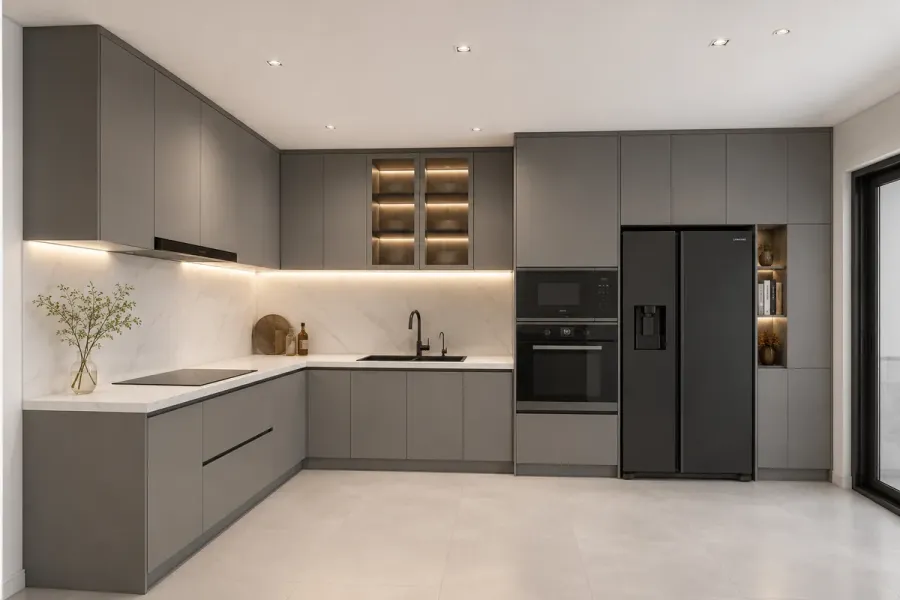 Bề mặt Laminate có độ bền cao và phù hợp với phong cách nội thất hiện đại.