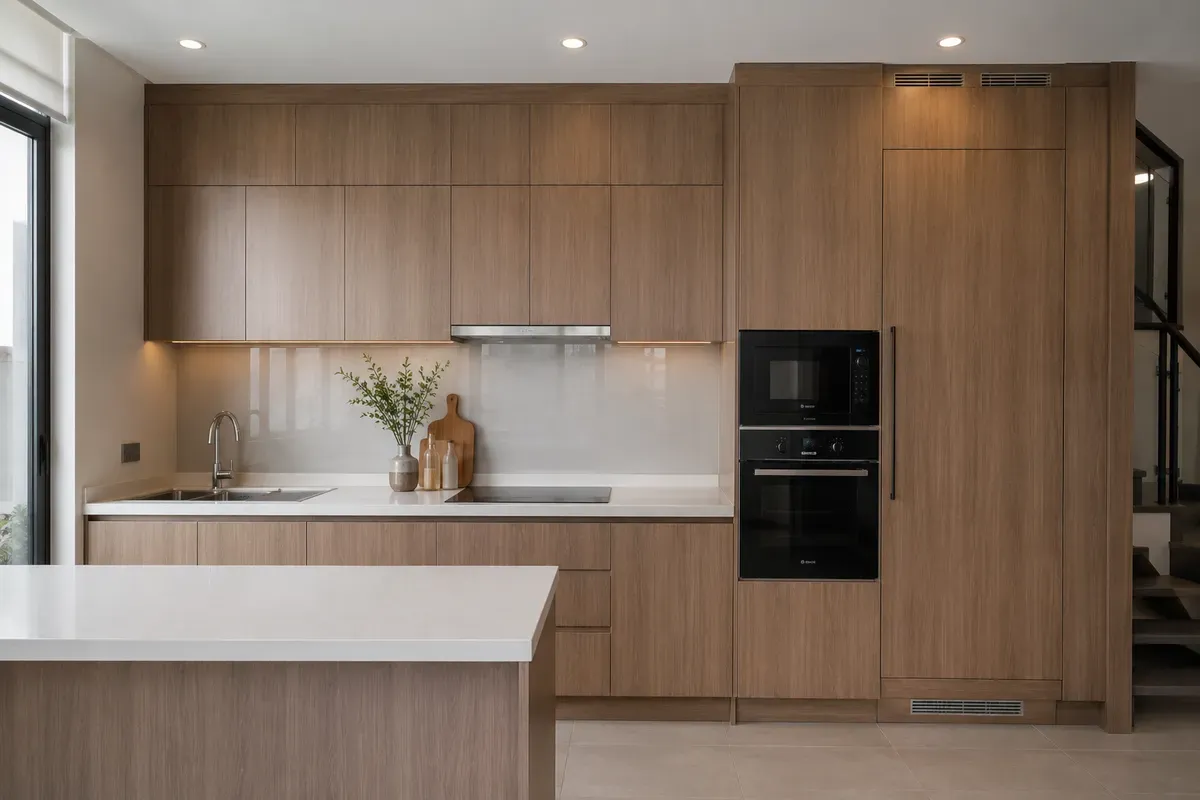 Bề mặt Laminate vân gỗ mang lại vẻ đẹp tự nhiên.