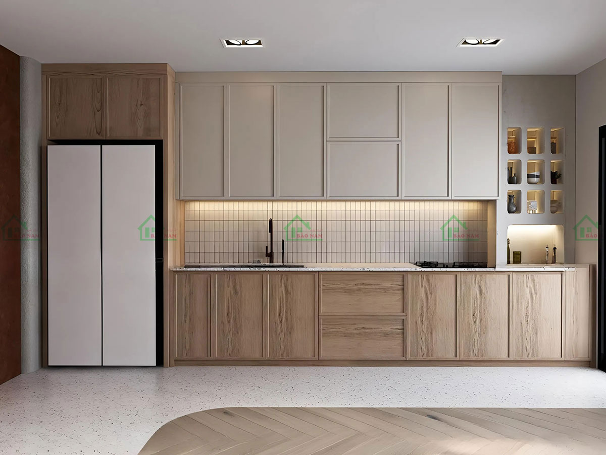 Tủ Bếp Gỗ Công Nghiệp MDF Slim Shaker Hiện Đại BSK17