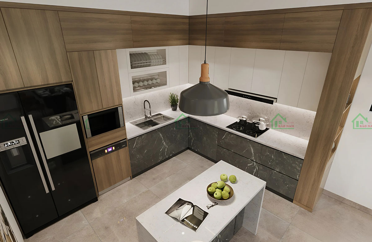Tủ Bếp Chữ L Gỗ Melamine TB86 