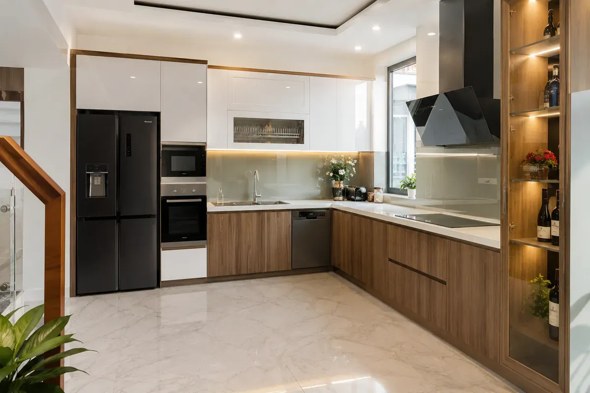 Tủ bếp nhà phố được thiết kế tối ưu diện tích và công năng