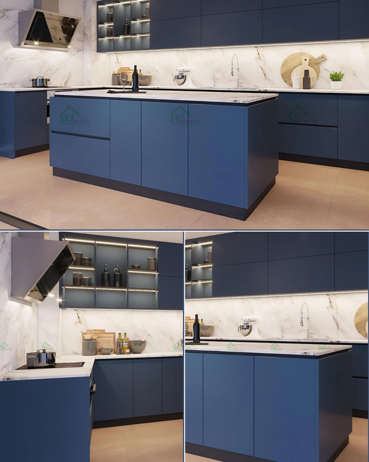 Chất liệu nhựa phủ laminate cao cấp cho tủ bếp TBN16.