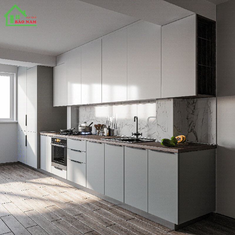 Thi công tủ bếp nhựa picomat cao cấp