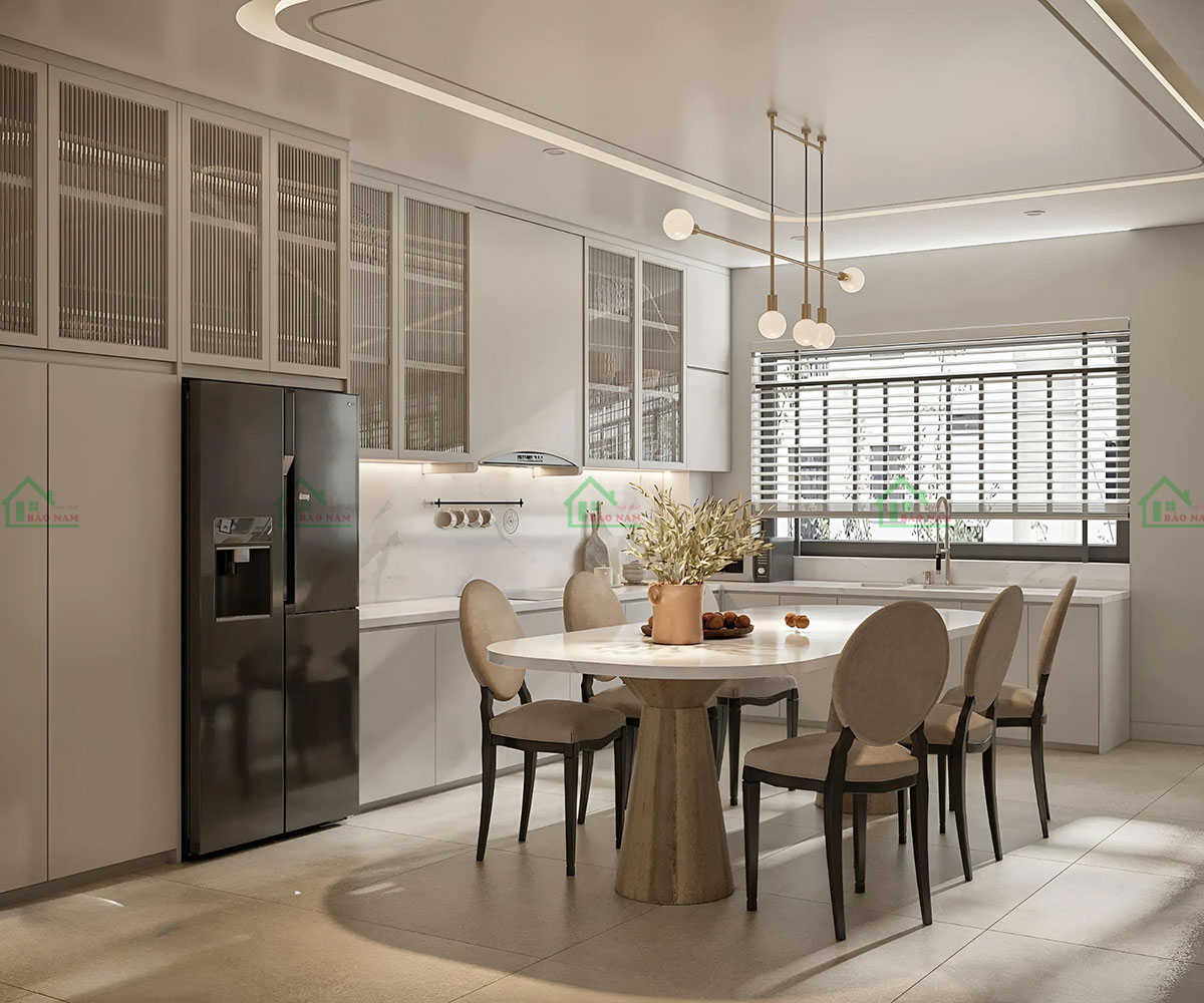 Thiết kế tủ bếp kịch trần tối ưu hóa không gian lưu trữ