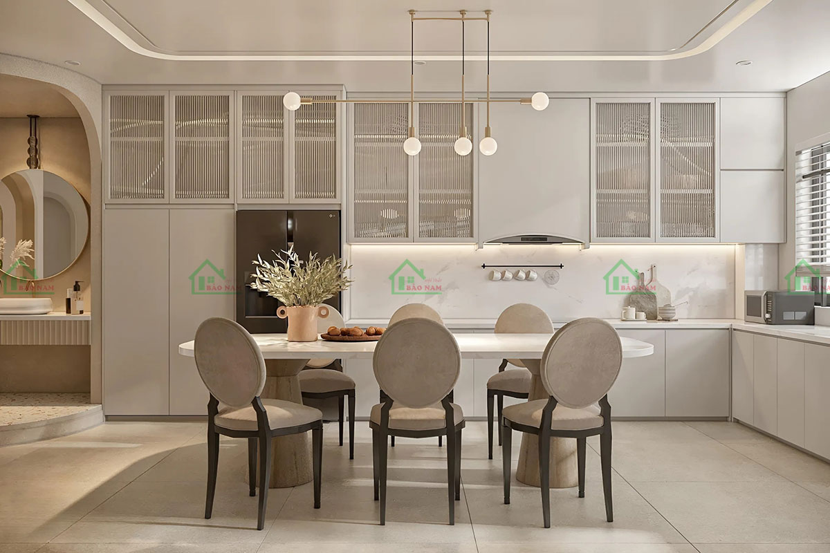 Tủ bếp nhựa WPB An Cường TBN20 với thiết kế màu xám trắng sang trọng