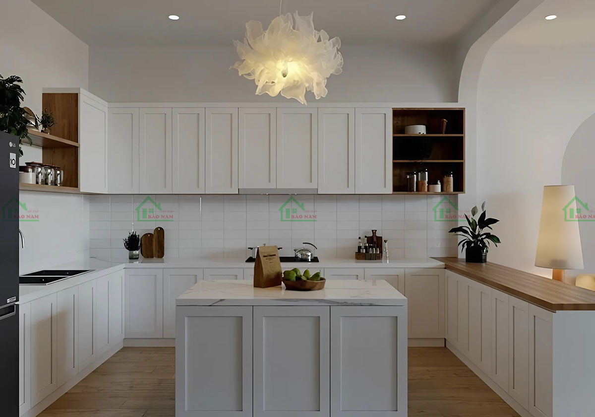 Tủ bếp Shaker An Cường BSK15 với thiết kế chữ U hiện đại