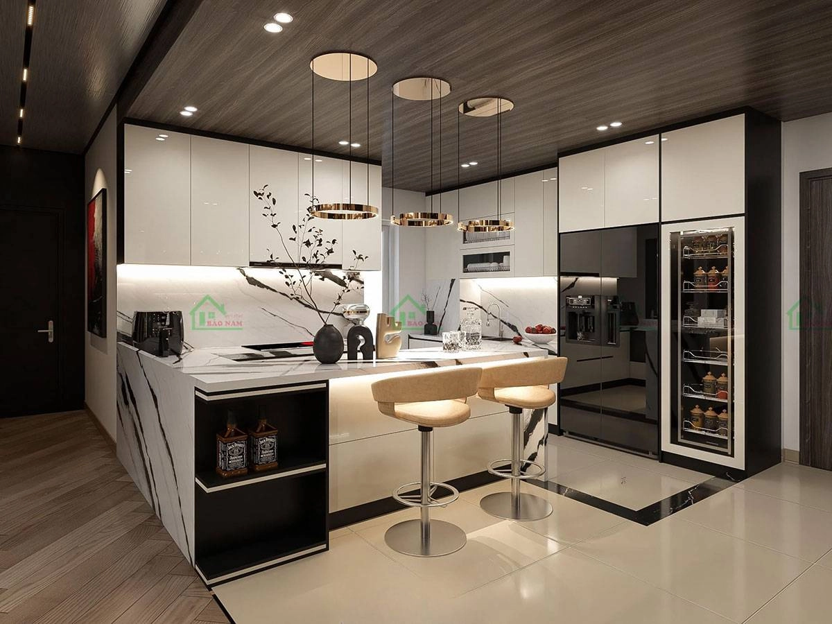 Tủ bếp chữ G tăng diện tích lưu trữ, tiện nghi và đa năng