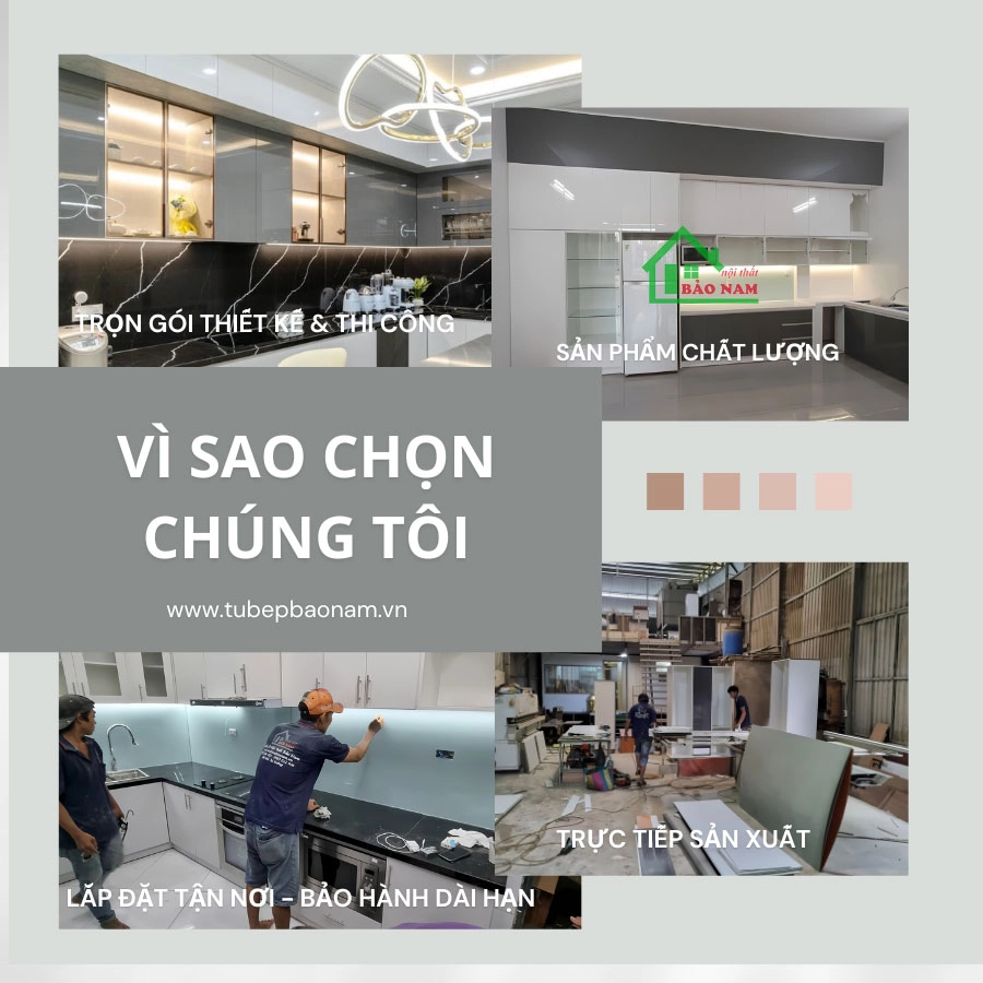 Quy trình sản xuất tủ bếp gỗ MDF trực tiếp tại xưởng với thiết bị hiện đại, đảm bảo chất lượng