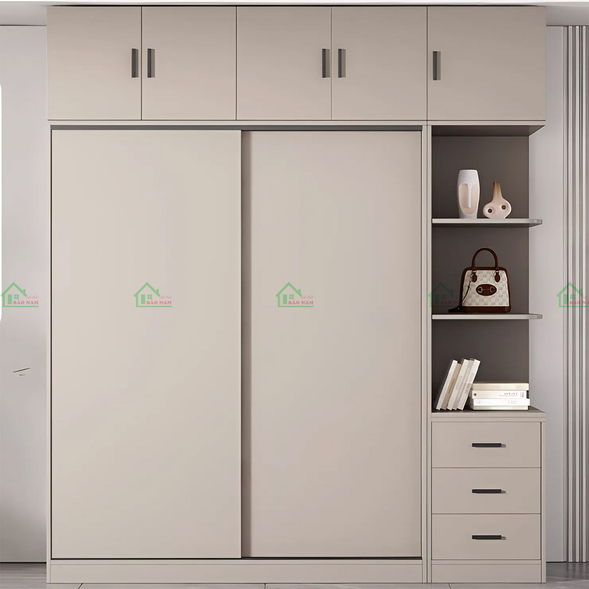 Thiết kế 2 cánh lùa âm tủ tinh tế, tối ưu không gian.